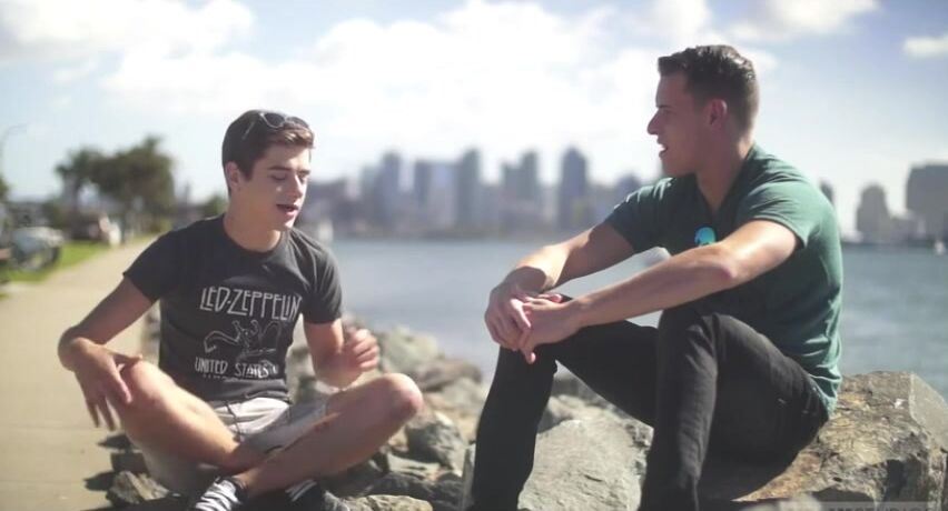 Meeting by the water: twink daddy muscle bareback cock