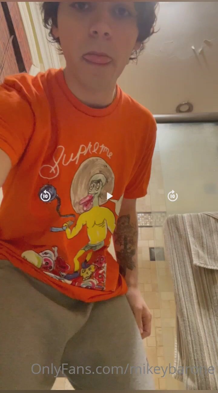Mikey barone strokes his cock and cums