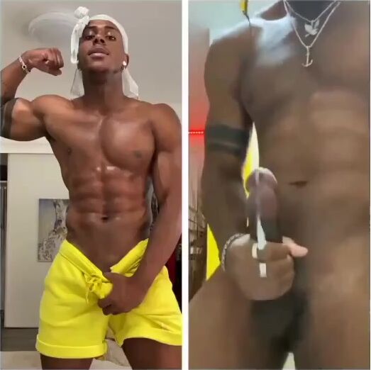Muscular black bbc stud cums hard in huge solo session