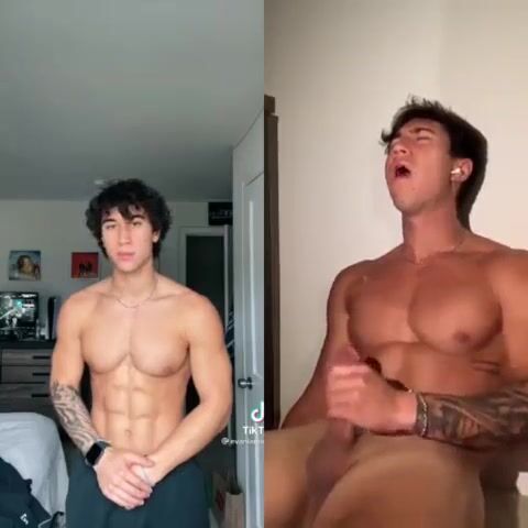 Muscle stud strokes hard cock