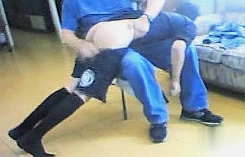 Daddy’s firm hand on twink’s bareback cock