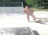 Naked skater shows off hard cock