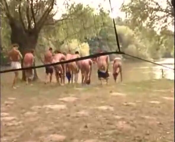 Cam boys play naked volleyball