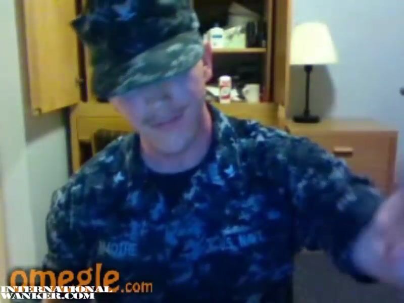 Navy sailor unloads huge cum from uncut cock