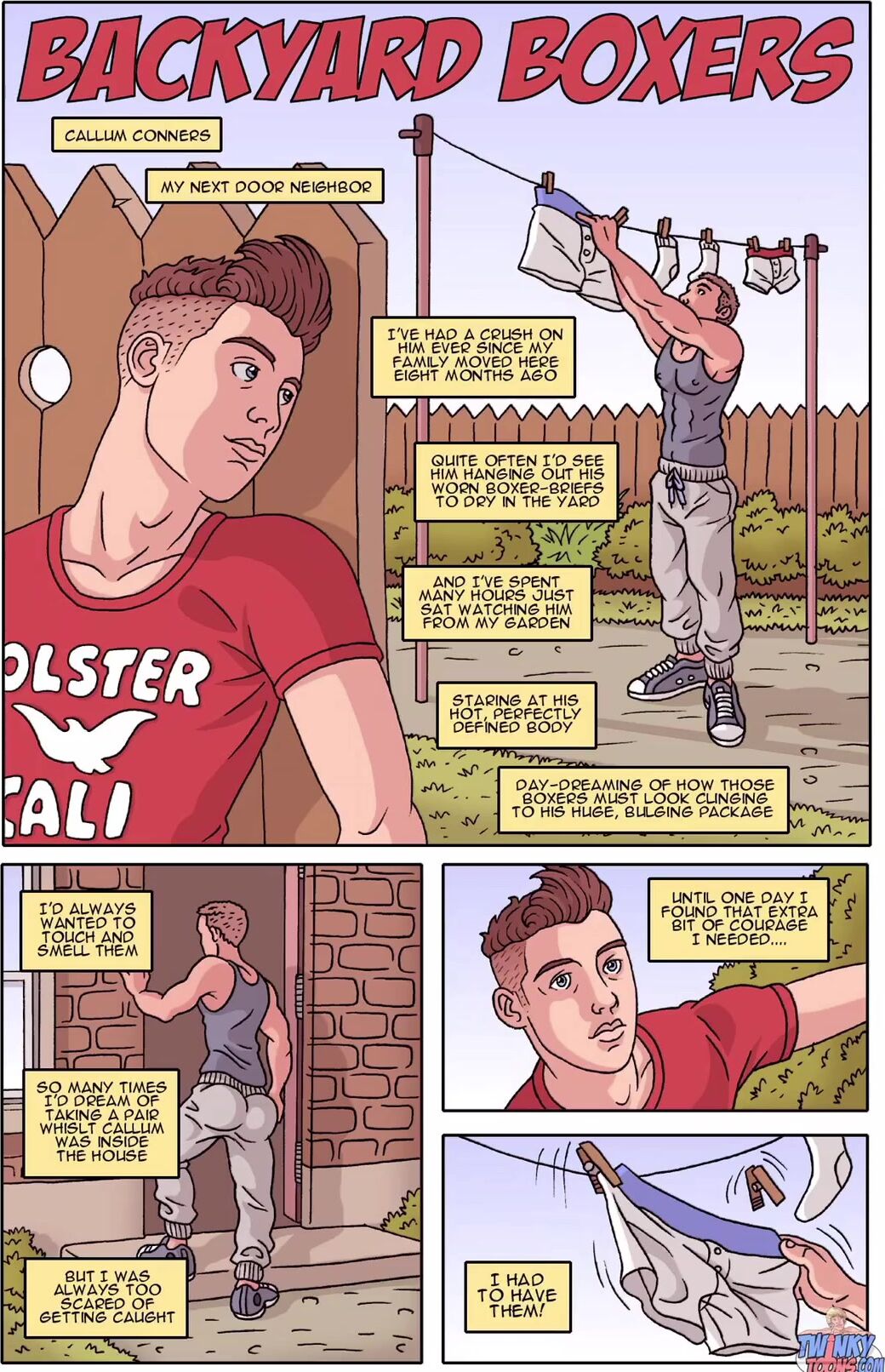 Next door neighbour backyard crush gay porn comic book