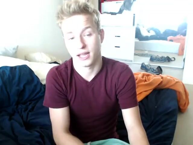 Blonde twink jacking cock on cam
