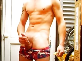 Nice body, hard cock, massive load