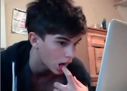 Twink nice boy strokes cock on cam