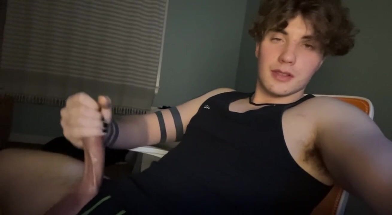 Hung frat twink strokes his cock