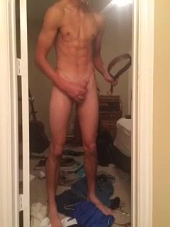 Cute teen boy shows off nude body 6