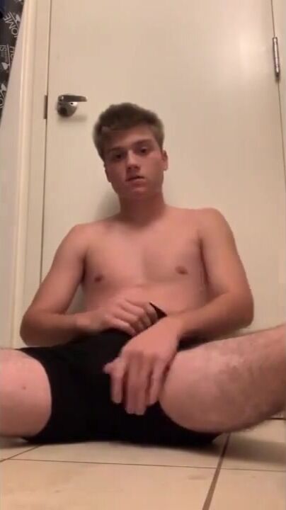 Odd sock sweet ass wanker boy cums hard in bathroom