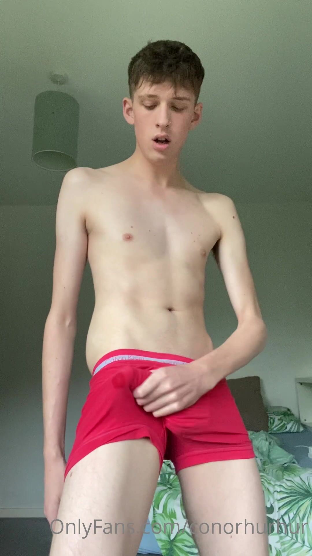 Conor strokes cock and cums
