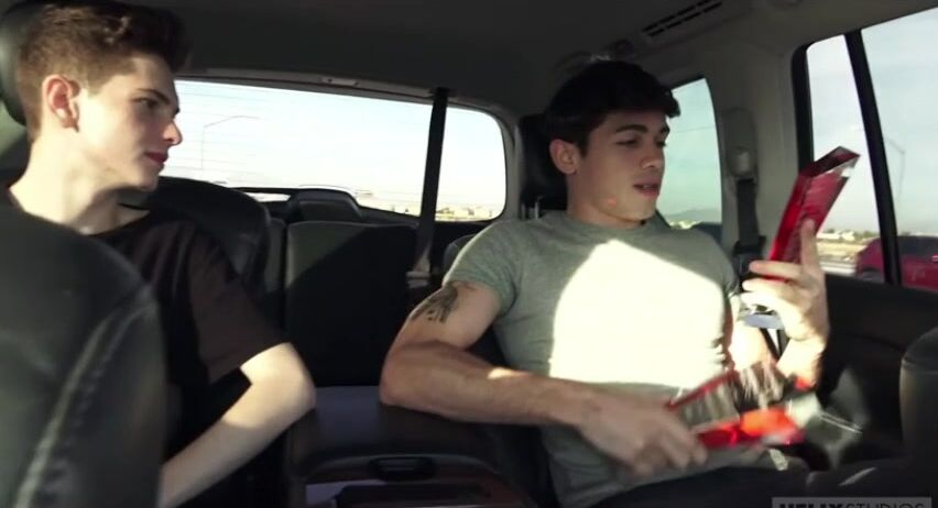 Bareback boys ride cock on the road