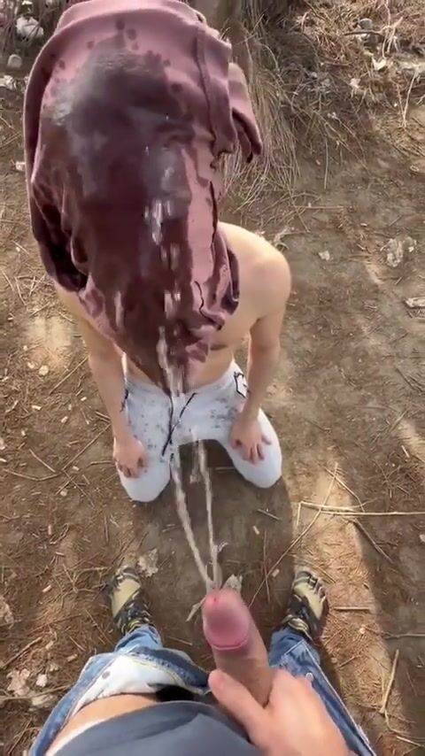 Otter pissed on outside bareback