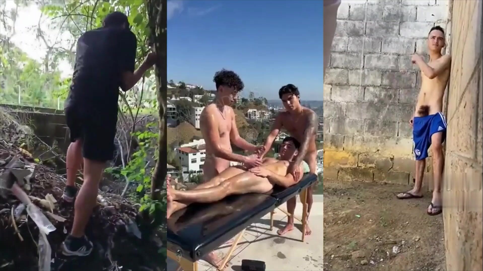 Outdoor bareback teammates cum anywhere