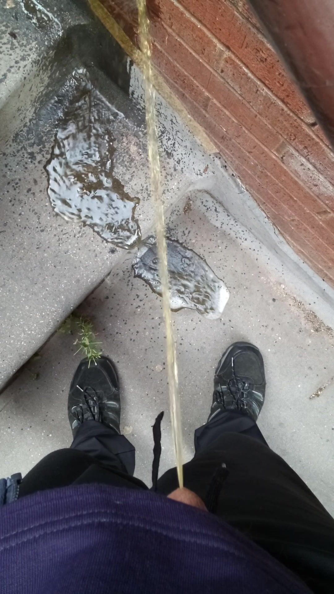 Twink pisses on communal stairs