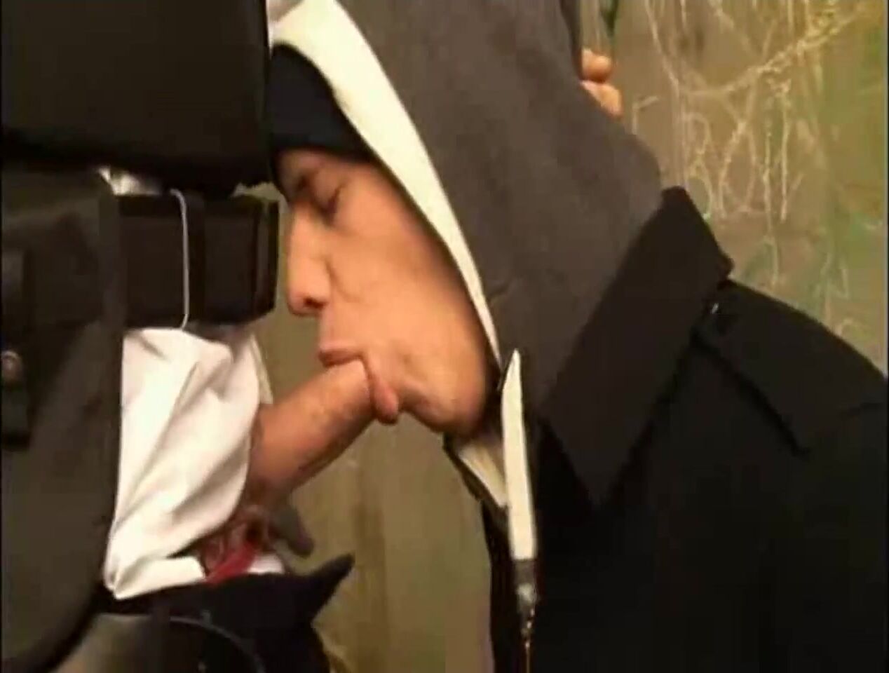 Policeman pounds hoodie twink bareback