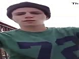 Public gay twink masturbates cock in front of strangers