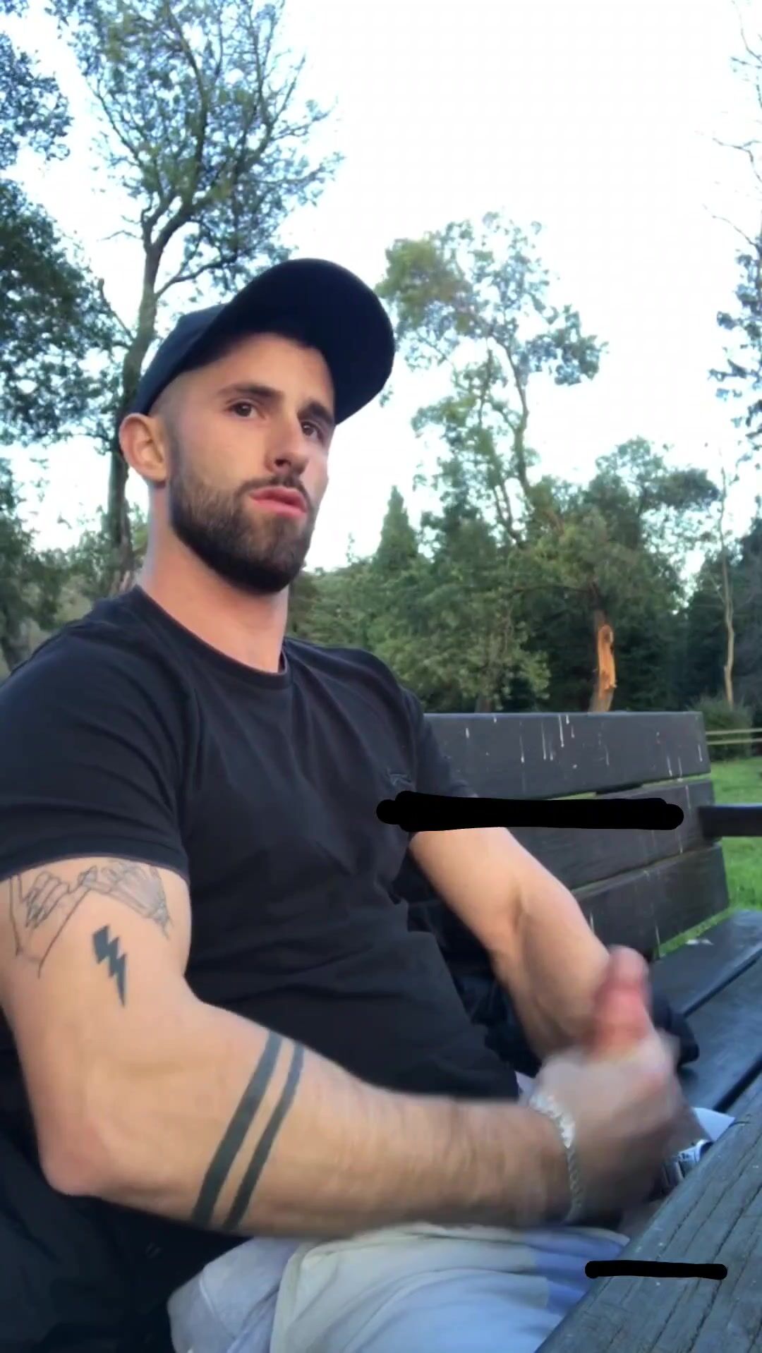 Park bench twink cums hard
