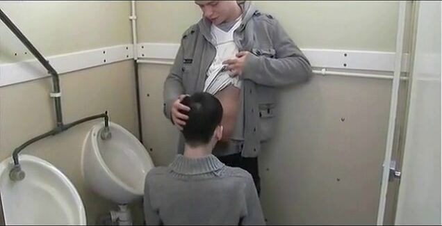Public restroom cock stroke and suck