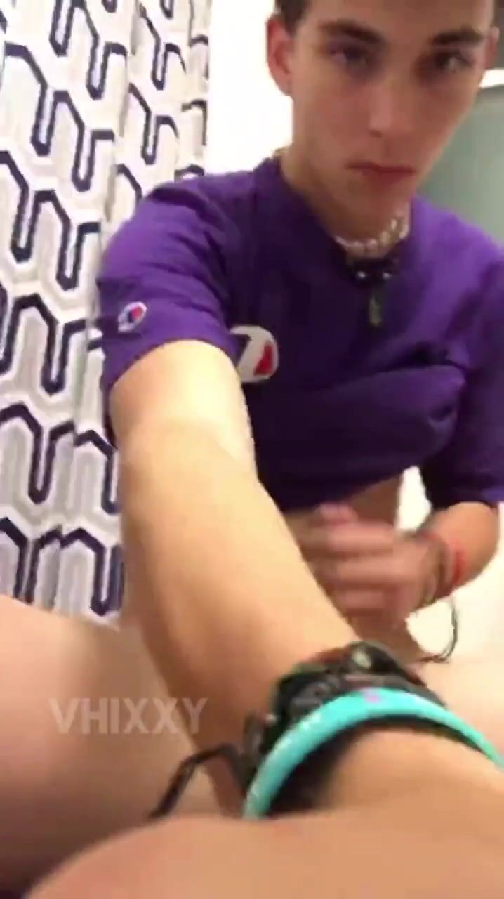 Purple jock jacks cum from boner