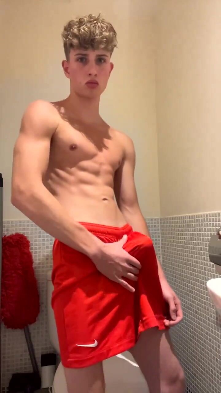 -shorts boy flaunts boner on cam