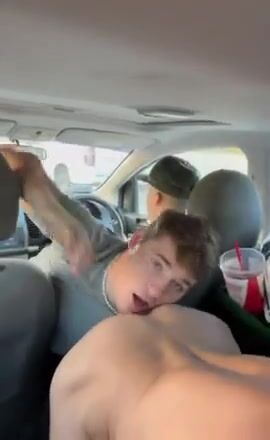 Car ride rim job for twink by daddy muscle bareback