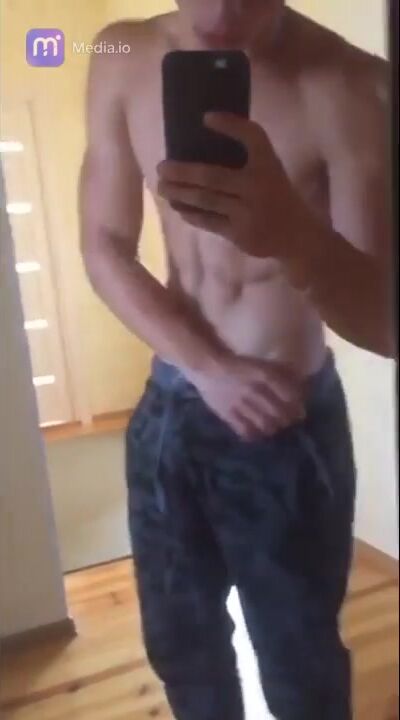 Romanian teen jerking in front of the mirror