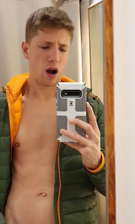 Rubax video - blond lad jaden wanks his big cock in a fitting room
