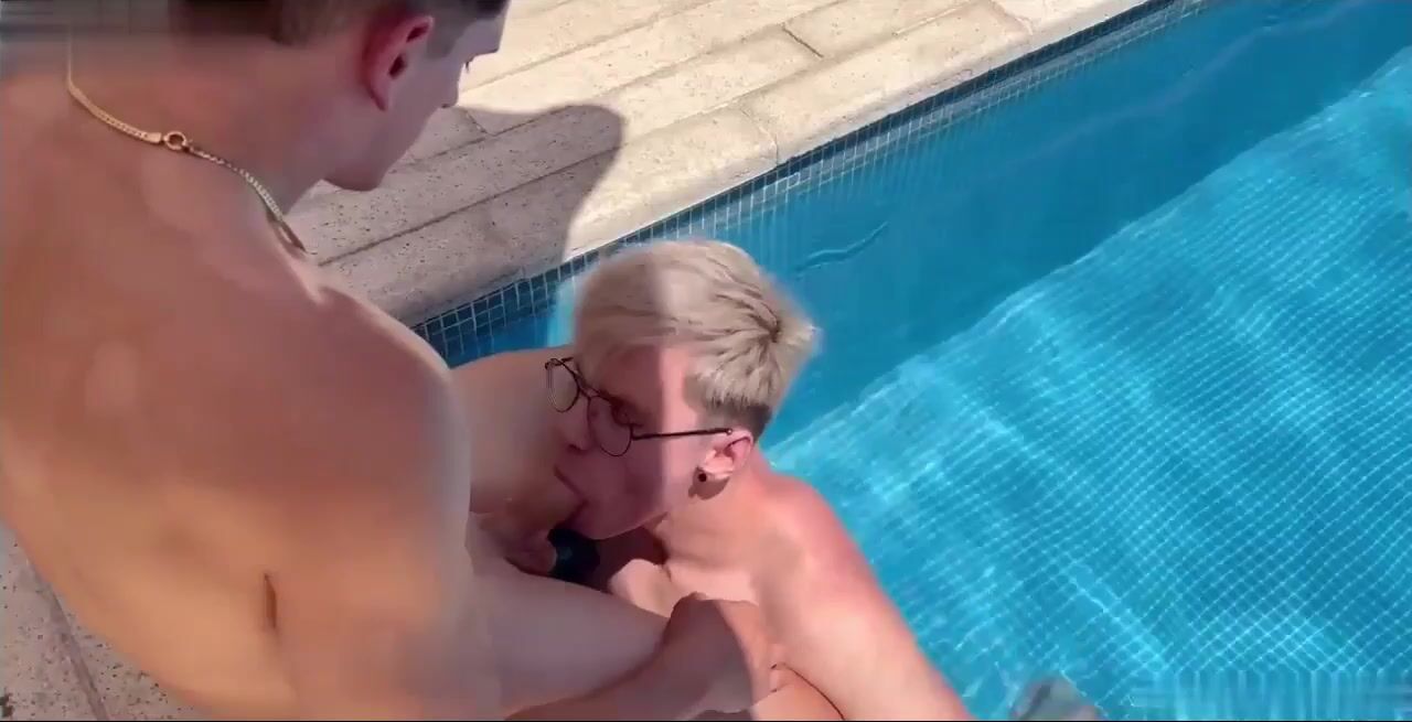 Blond twink tobias sucks kito's cock in pool