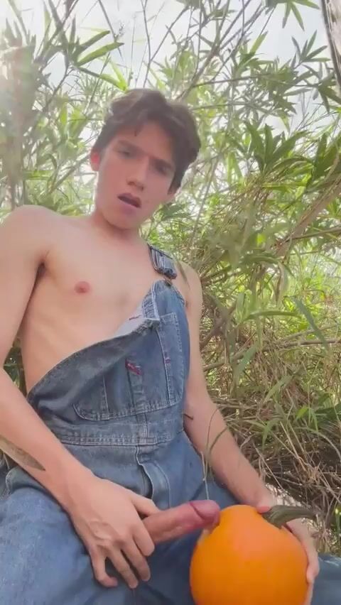 Halloween twink pounds a pumpkin raw