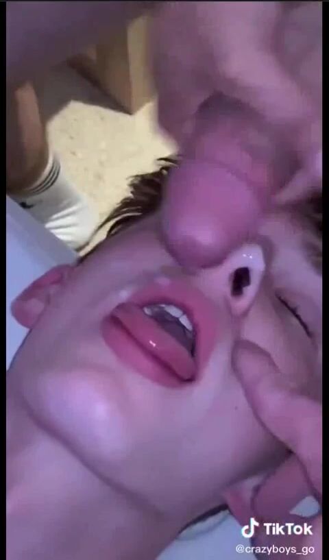 Tik tok twink gets messy facial