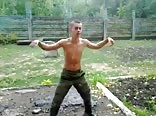 Russian soldier training turns raw bareback