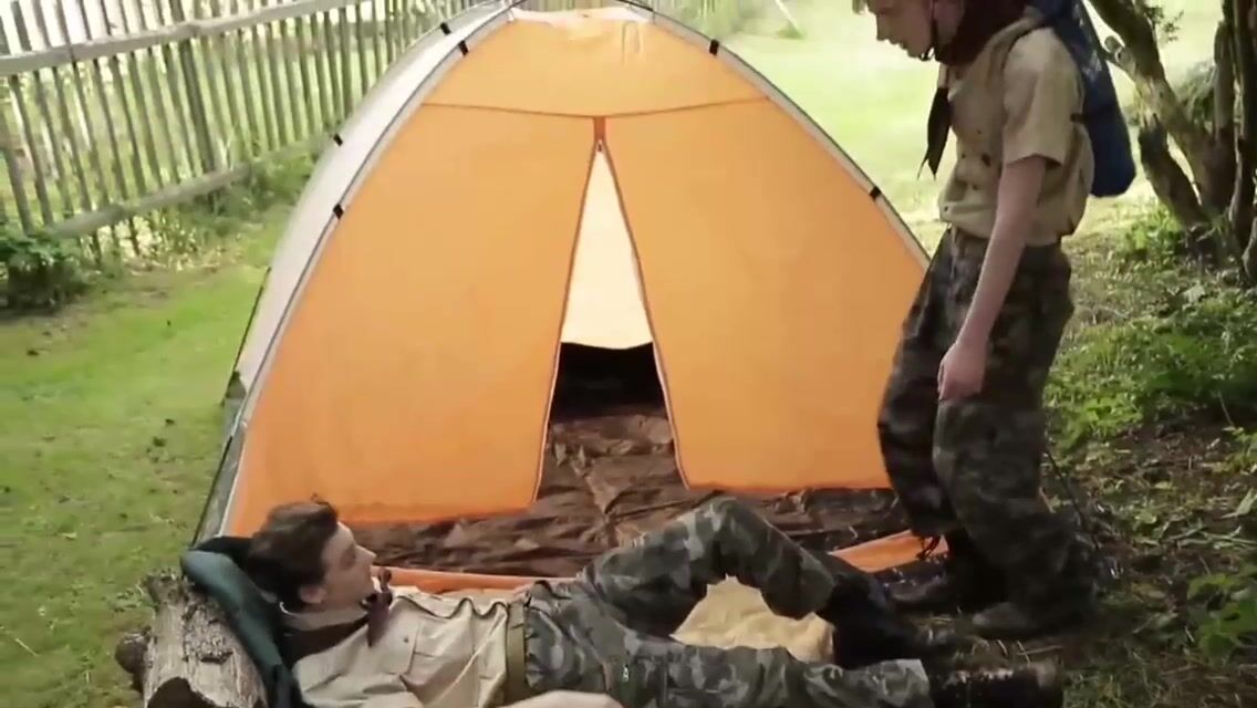 Twink enjoys camping cum