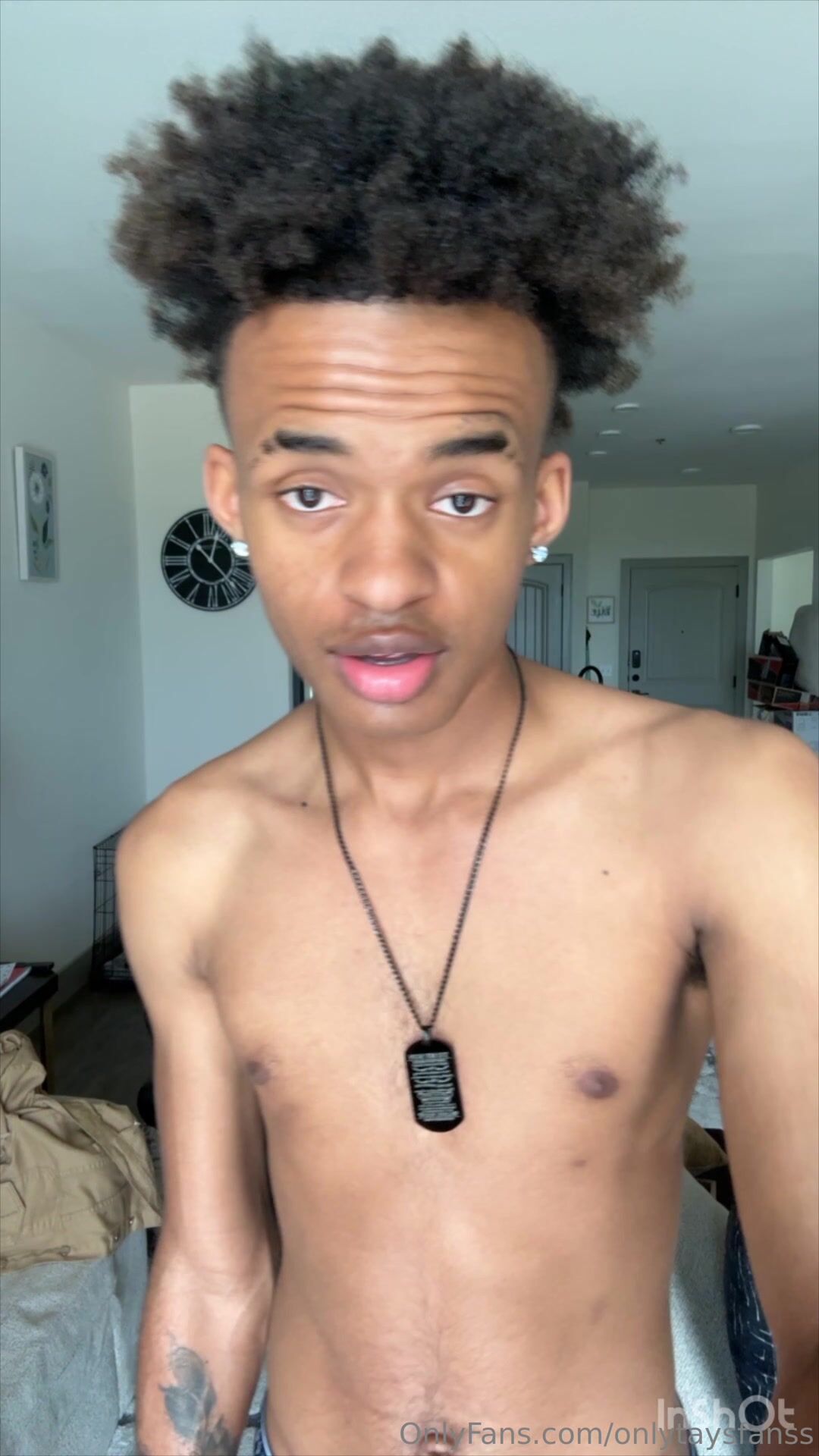 Black twink strokes cock and blows load