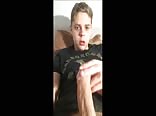 Blond uncut teen boy cums on cam
