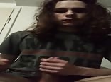 Hairy young guy with big cock cums hard in gay porn