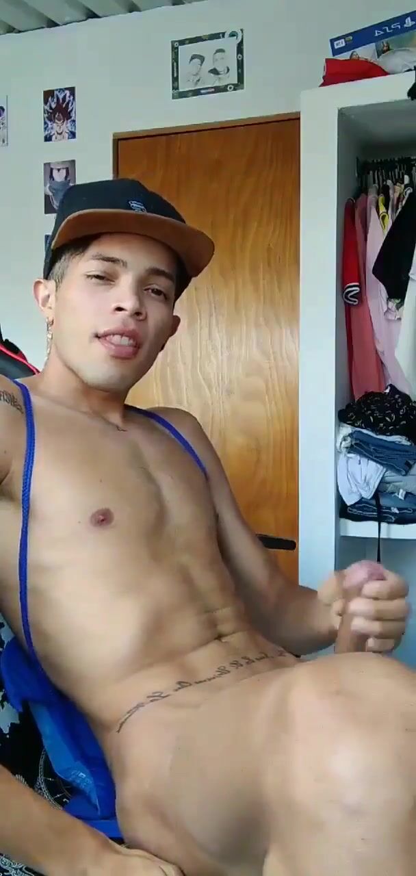 Latino twink solo cum school action