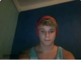 Sexy smooth teenboy blond wank and cum