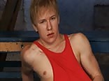 Solo teen wrestler jerks hard