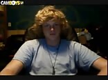 Fit boy with shaggy hair cums hard in boys porn
