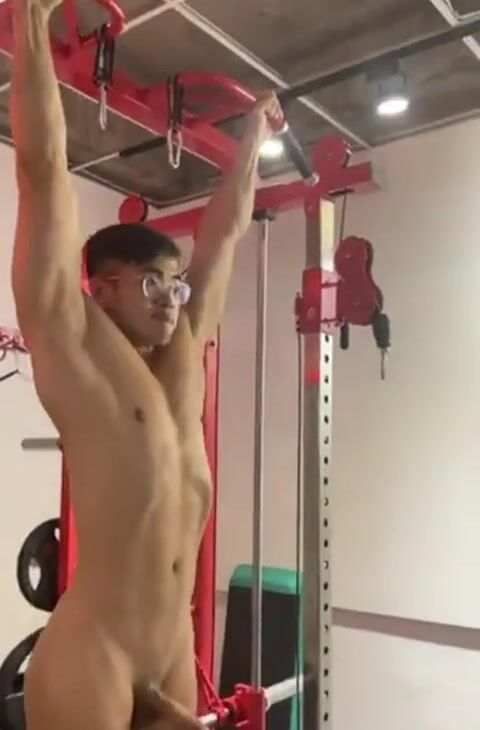 Shaven uncut gaysian muscle boy nude workout
