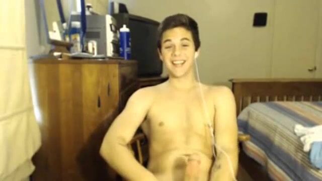 Smiling webcam boy shows off short clip