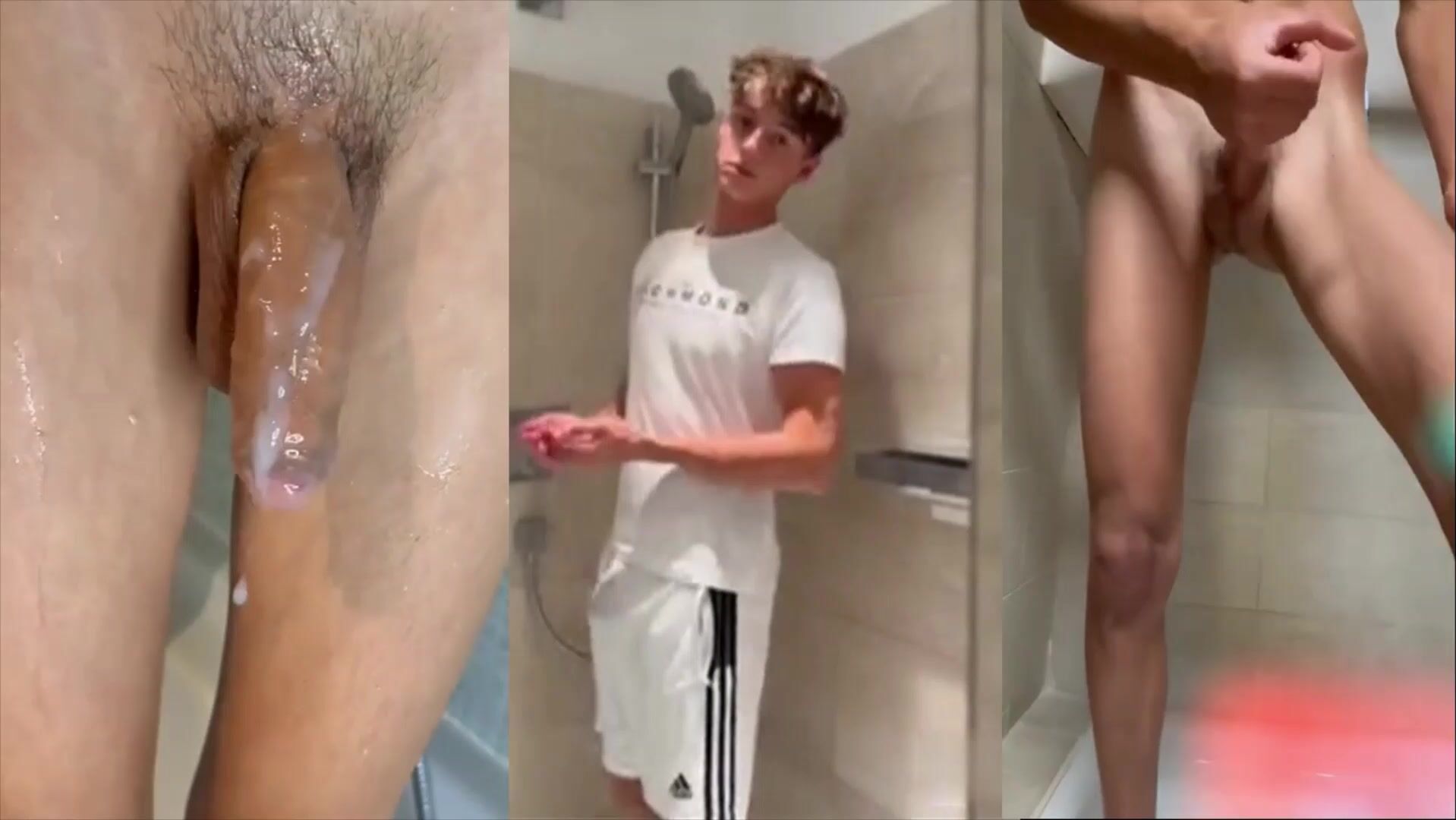 Shower jerk off fun with this twink