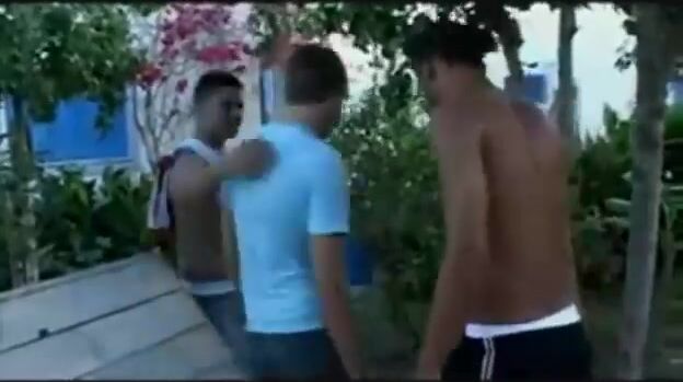 Twink banged by two arab studs