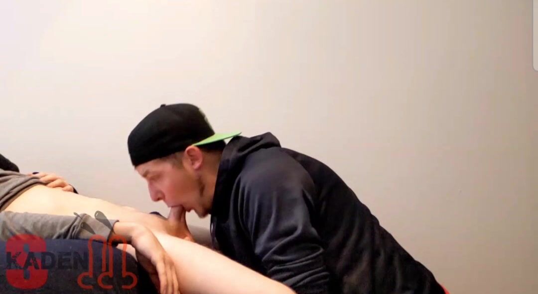 Skaden sucks a young man in a blue tracksuit