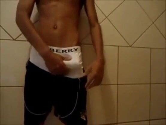 Skinny boy's big dick nuts hard