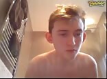 Skinny boy wanks hard in the loo