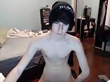 Skinny emo boy jerks his cock and cums