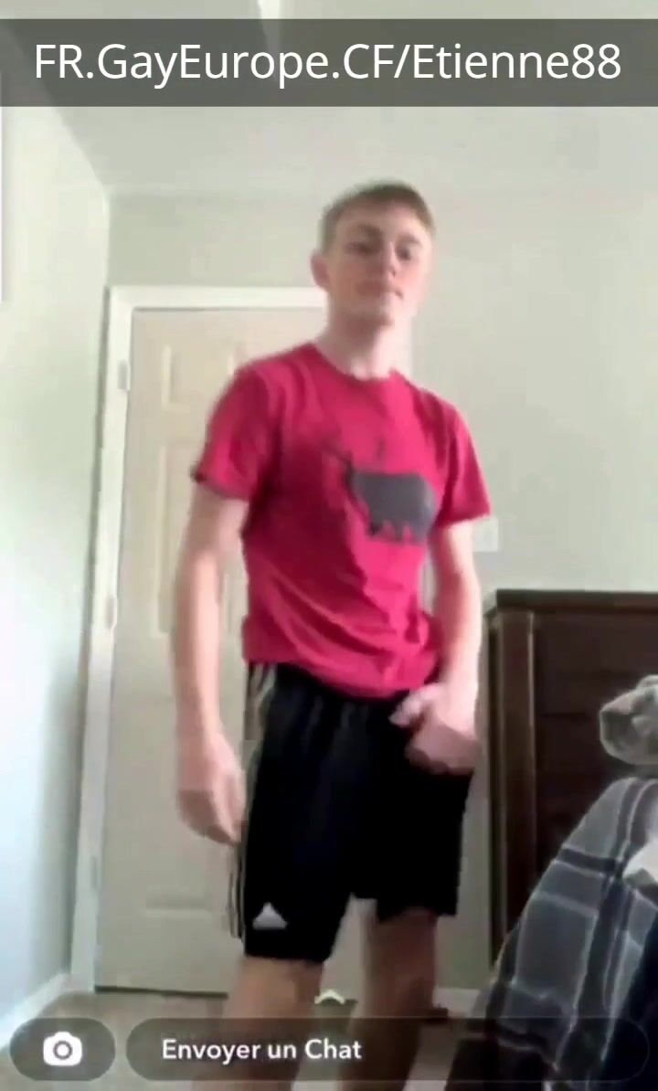 Skinny french teen shows off his powerful cock